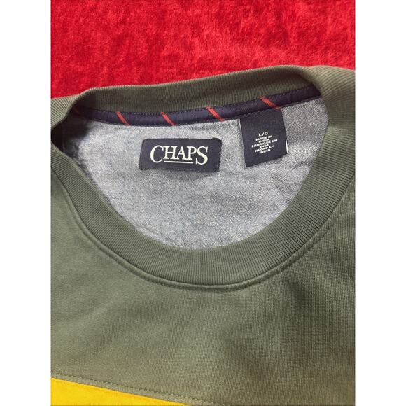 Chaps Crest Embroidered Sweatshirt Pullover Color Block Size L - Picture 3 of 8